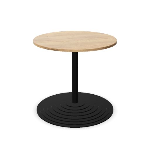 Tom Tom round column, round base, black, max. Ø120cm top (Top: Yes | Size: R080 Round top 80cm | Decor: DF - Natural Halifax Oak)